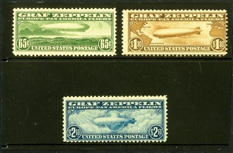 Us Stamps C Graf Zeppelin Set Mh Og Av To Superb United States