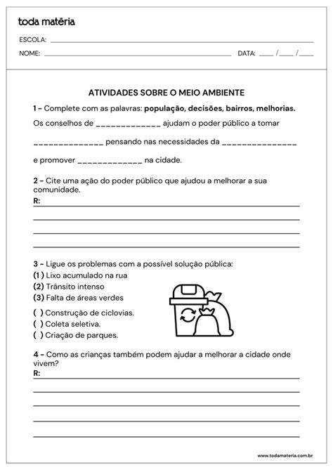 Meio Ambiente 5 Ano - Atividades sobre o meio ambiente para imprimir (5º ano do Fundamental ...