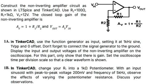 Solved Construct This Non Inverting Amplifier Using Tinkercad Attach A Screenshot Of Your Work