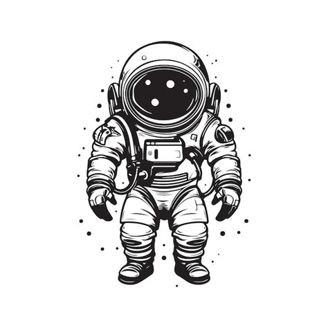 Premium Vector | Cartoon astronaut vintage logo line art concept black ...