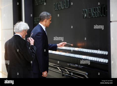 United States President Barack Obama And Elie Wiesel Light Memorial