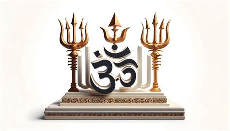 3d Trident And Om Symbol Border Concept As Horizontal Frame With