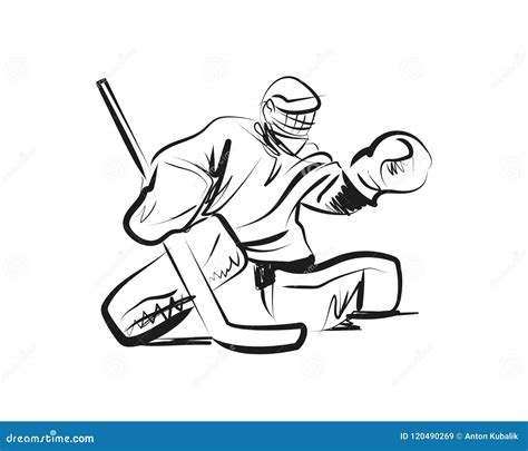 Vector Sketch Hockey Goalie Stock Vector Illustration Of Game Pose