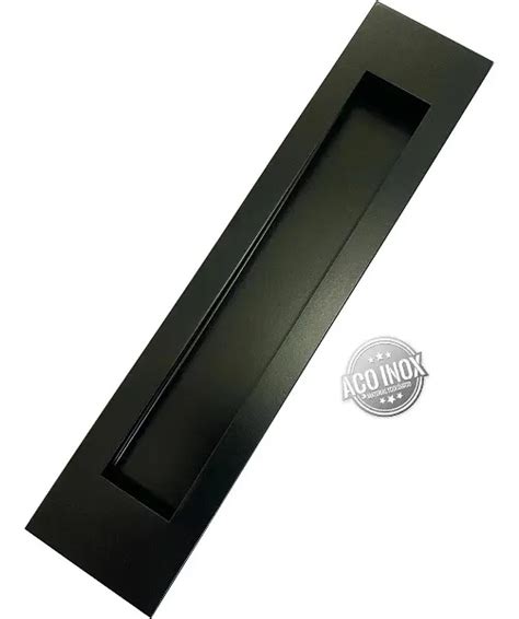 Puxador Concha De Embutir Para Portas De Correr Inox Preto Fosco X