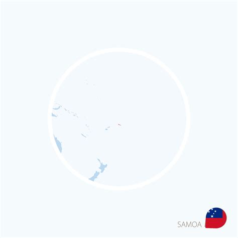 Map icon of Samoa. Blue map of Oceania with highlighted Samoa in red ...