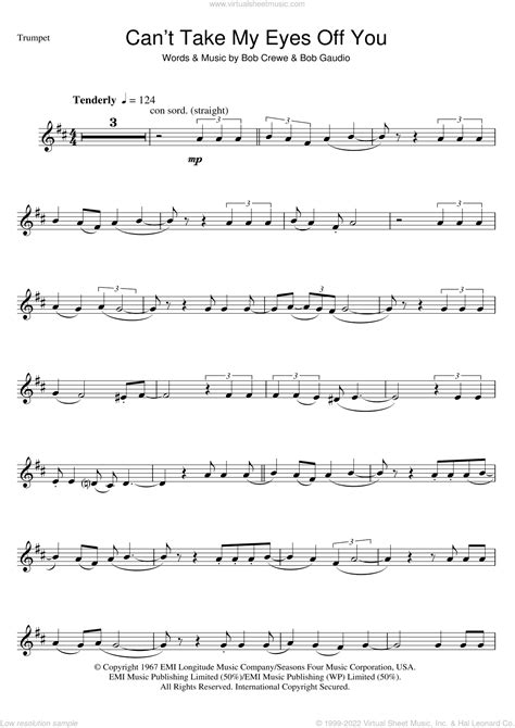 Can T Take My Eyes Off Of You Sheet Music For Trumpet Solo PDF