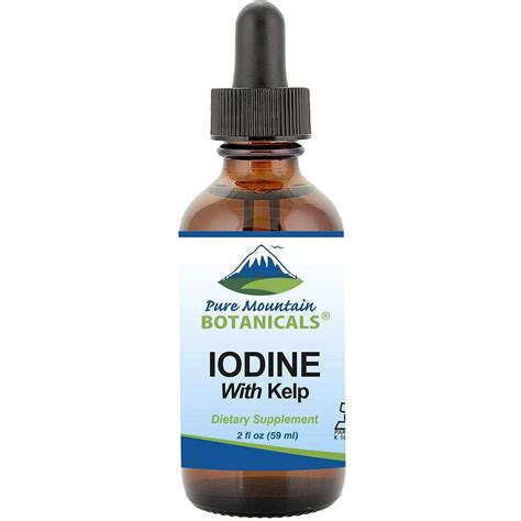 Liquid Iodine With Organic Kelp Kosher Vegan Herbal Supplements Brown