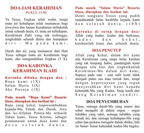 Doa Kerahiman Ilahi Revisi Terbaru Gereja Katolik Kloter 2000