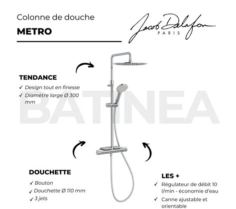 Colonne De Douche Thermostatique Jacob Delafon Metro Chromée Colonne