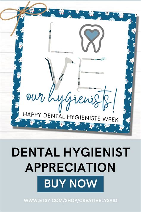 Dental Hygienist Appreciation Week Printable Tag 4 Inches By 4 Inches