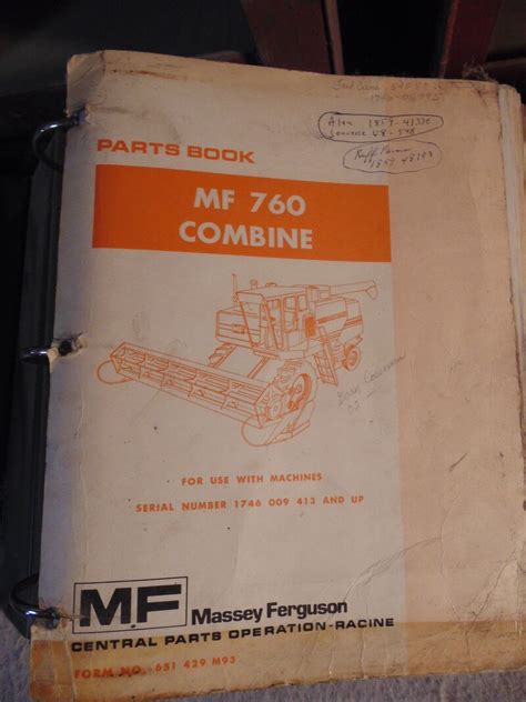 Massey Ferguson MF 760 Combine Parts Manual Used Equipment Manuals