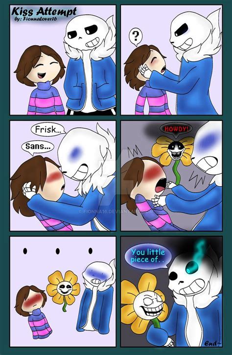 Kiss Attempt Comic Sans X Frisk By Fionna Sans X Frisk Sans E