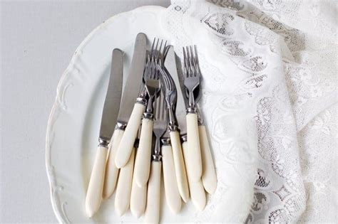 Antique Cutlery Set Faux Bone Bakelite Cutlery Flatware Russian