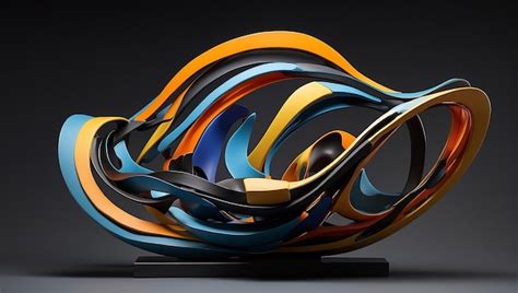 Premium Photo | Black blue and orange abstract sculpture