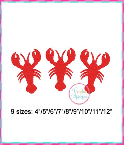 Crawfish Trio Embroidery Design Creative Appliques