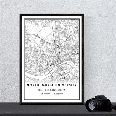 Northumbria University map print poster canvas England map | Etsy