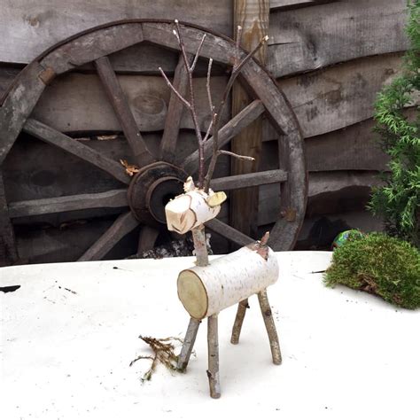 Birch Log Reindeer Wooden Reindeer Christmas Decor Etsy