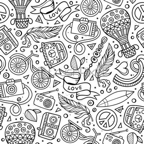 Cartoon Vector Hippie Seamless Pattern Stock Vector 2335320 Crushpixel