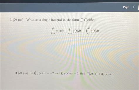 Solved Pts Write As A Single Integral In The Form Chegg