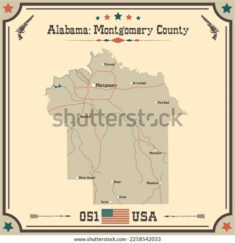 Large Accurate Map Montgomery County Alabama Stock Vector (Royalty Free ...