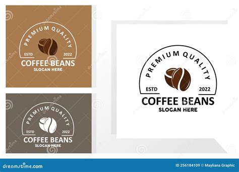 Coffee Bean Drink Logo Design In Brown Color Vector Illustration Stock