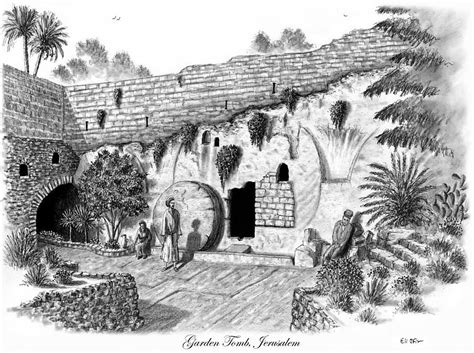 Garden Tomb Drawing By Eli Ofir