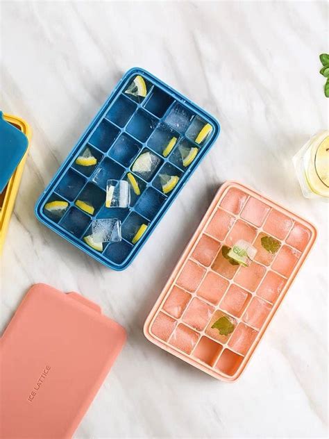 Ice Cube Trays With Lids, Silicone Ice Cube Molds, Flexible 24 Cubes ...