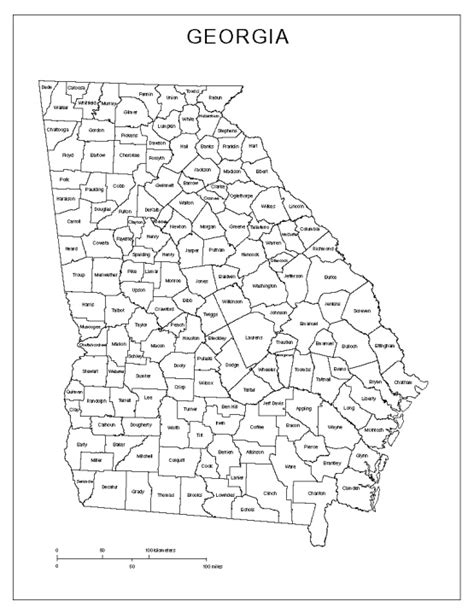 Georgia Counties Map Printable