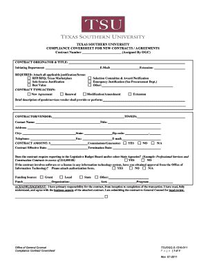 Fillable Online Tsu Texas Southern University Rfq Form Fax Email Print