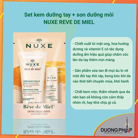 Set Kem D Ng Da Tay Ml Son D Ng M I Nuxe Reve De Miel Shopee