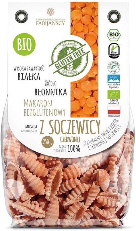 MAKARON Z SOCZEWICY CZERWONEJ MUSZLA GNOCCHI SARDI BEZGLUTENOWY BIO