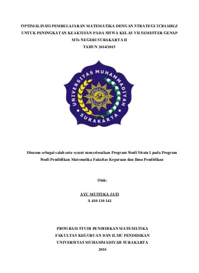 OPTIMALISASI PEMBELAJARAN MATEMATIKA DENGAN STRATEGI SCRAMBLE UNTUK