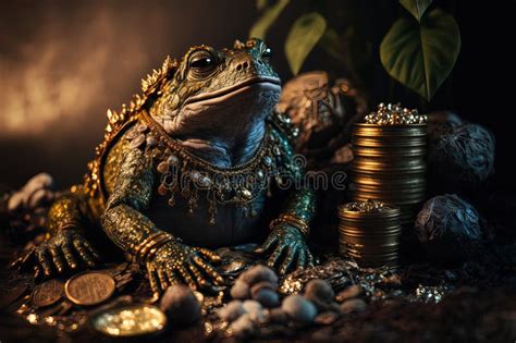 Abstract Picture Of The Chinese Feng Shui Lucky Money Frog With Coin