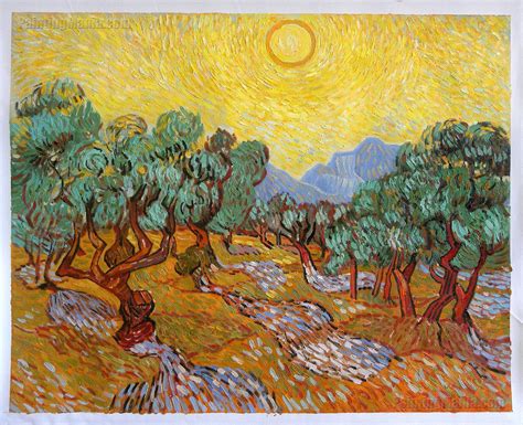 Olive Trees With Yellow Sky And Sun Van Gogh Oil Painting Post