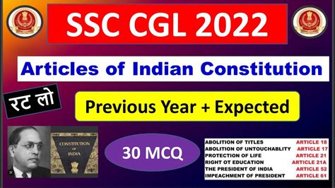 SSC CGL 2022 Articles Of Indian Constitution Previous Year