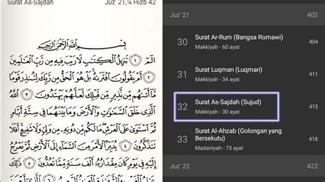 Bacaan Surat As Sajdah Ayat Lengkap Bahasa Arab Arti Ayat Ke