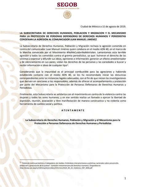 La Subsecretaría de Derechos Humanos Población y Migración rechaza la