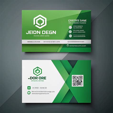 A Green And White Business Card With A Green And White Logo Premium