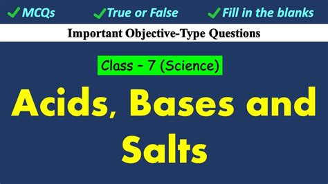 Acids Bases And Salts Class 7 Science Important Objective Type