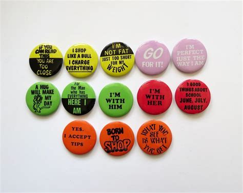 Vintage Pinback Buttons 80s Funny Novelty Pins You Choose Genuine