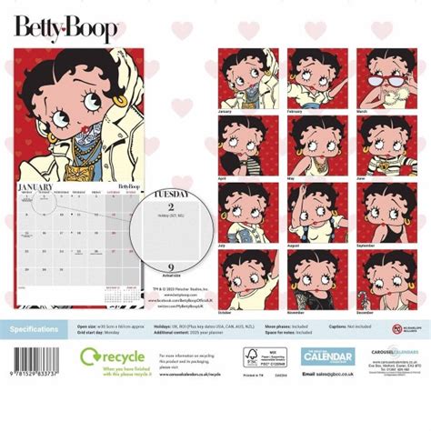 2024 Betty Boop Wall Calendar Etsy Canada