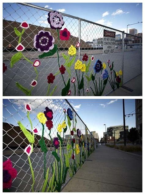 Decorated Chain Link Fence | Fence art, Outdoor projects, Chain link fence