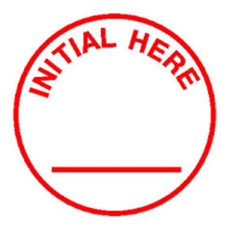 Initial Here Stamp Pre Inked Red Shiny Brand Round 58 Diameter