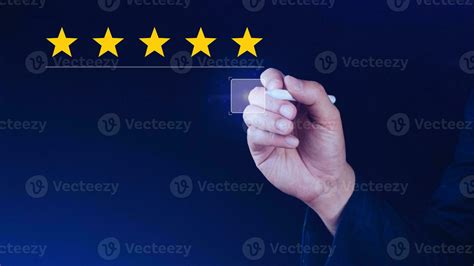 Star Rating Businessman Customer Giving Five Star Rating Review