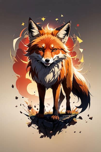 Premium AI Image | Realistic Tetradic Color Art of a Red Fox Sketch Painting Illustration