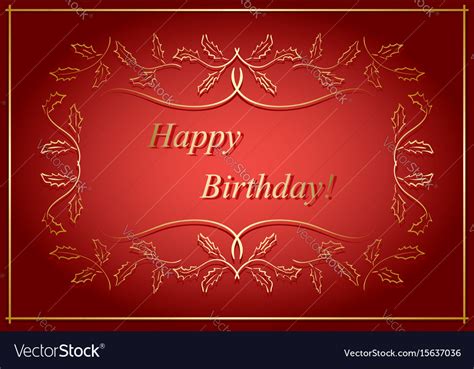 Red and gold greeting card - happy birthday Vector Image