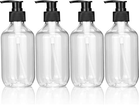 Lot de 4 flacons vides à pompe à presse 300 ml rechargeables pour la