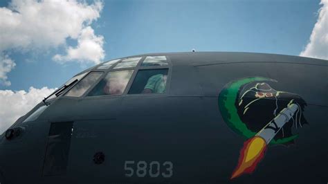 An AC 130J Ghostrider Gunship Sits On Display On The NARA DVIDS