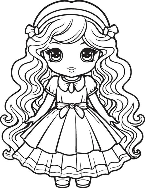 magic girl doll coloring page 28640655 Vector Art at Vecteezy