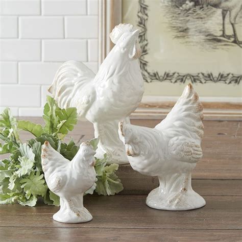 Ceramic Chicken Decor Set Of 3 Antique Farmhouse